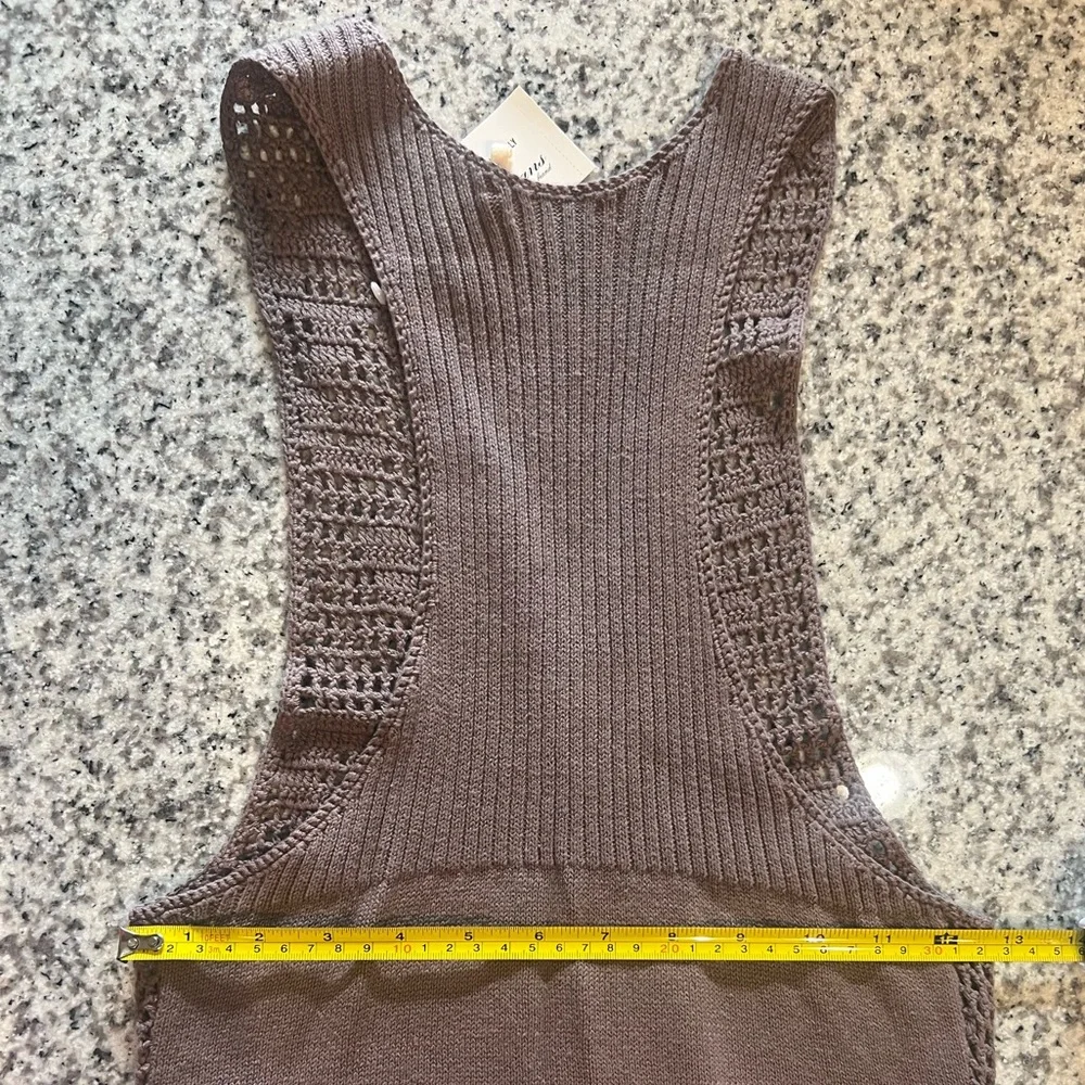 Guess Jeans 100% Cotton Bohemian/Western Brown Knit Crochet Open Vest